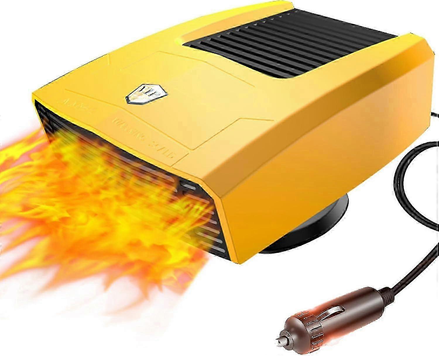 25-26 12v 150w Car Heater,2 In 1 Auto Car Heater Fast Heating Windshield Defrost Defogger Plug In Cigarette Lighter