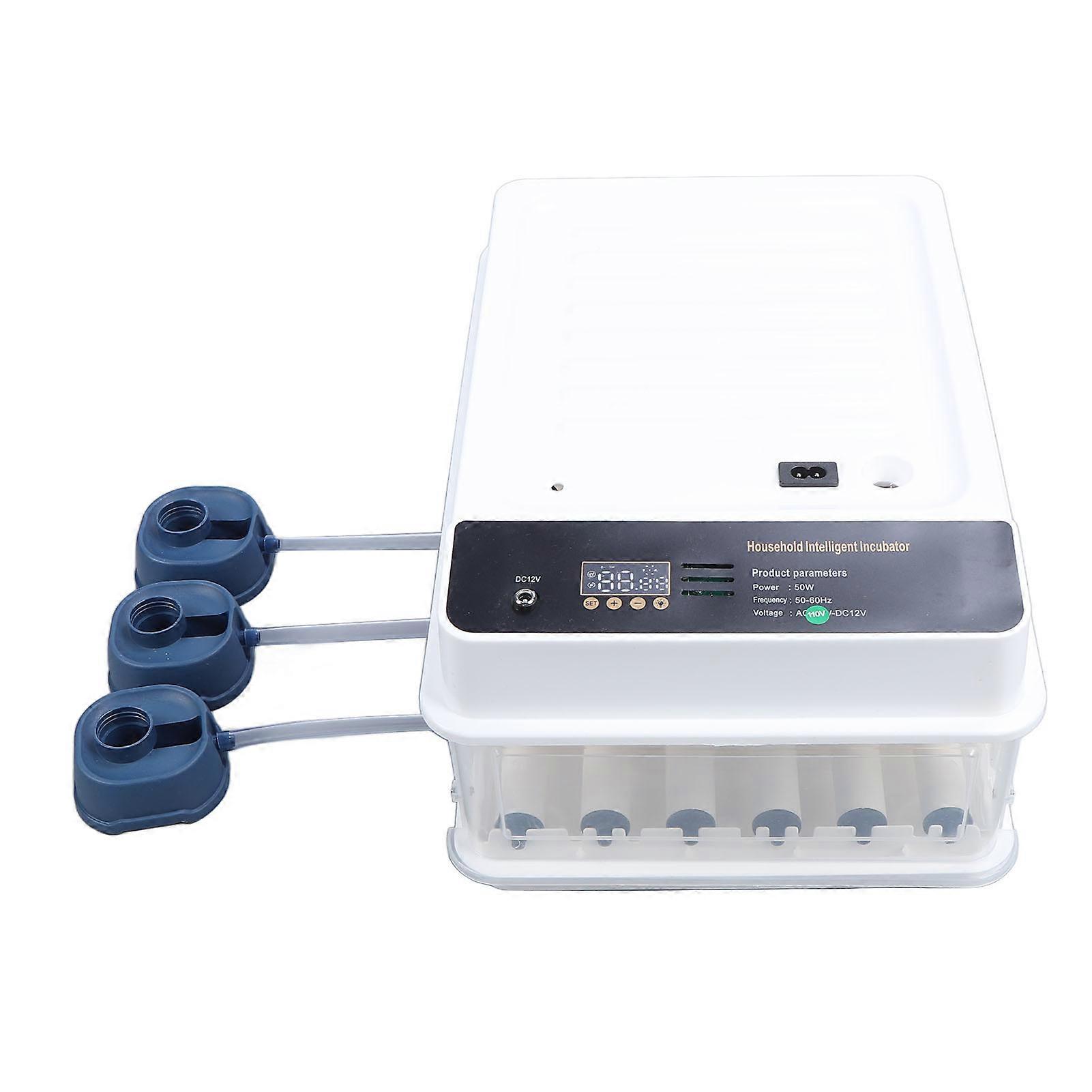 Egg Incubator Automatic Poultry Hatcher Machine with Egg Candler Automatic Egg Turner for Chickens Quail Dual Power Supply White US Plug 110V 24 Egg