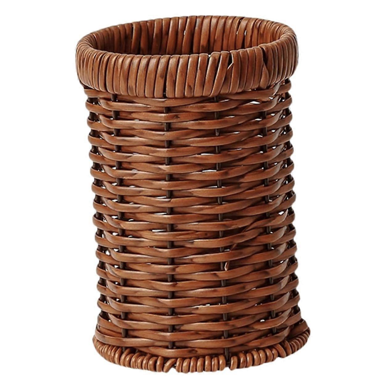 Woven Cutlery Holder Retro Rattan Style, Countertop Silverware Organizer, MultiCompartment Rack For Forks Knives Spoons