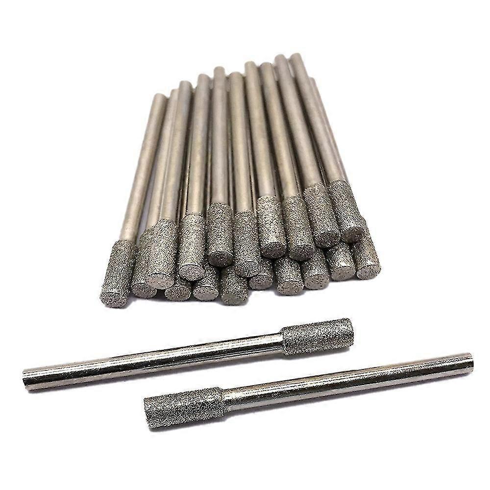 20 Pcs Diamond Grinding Bits 4mm Cylinder Head Grinding Bit Rotary Diamond Burr Set For Most Rotary