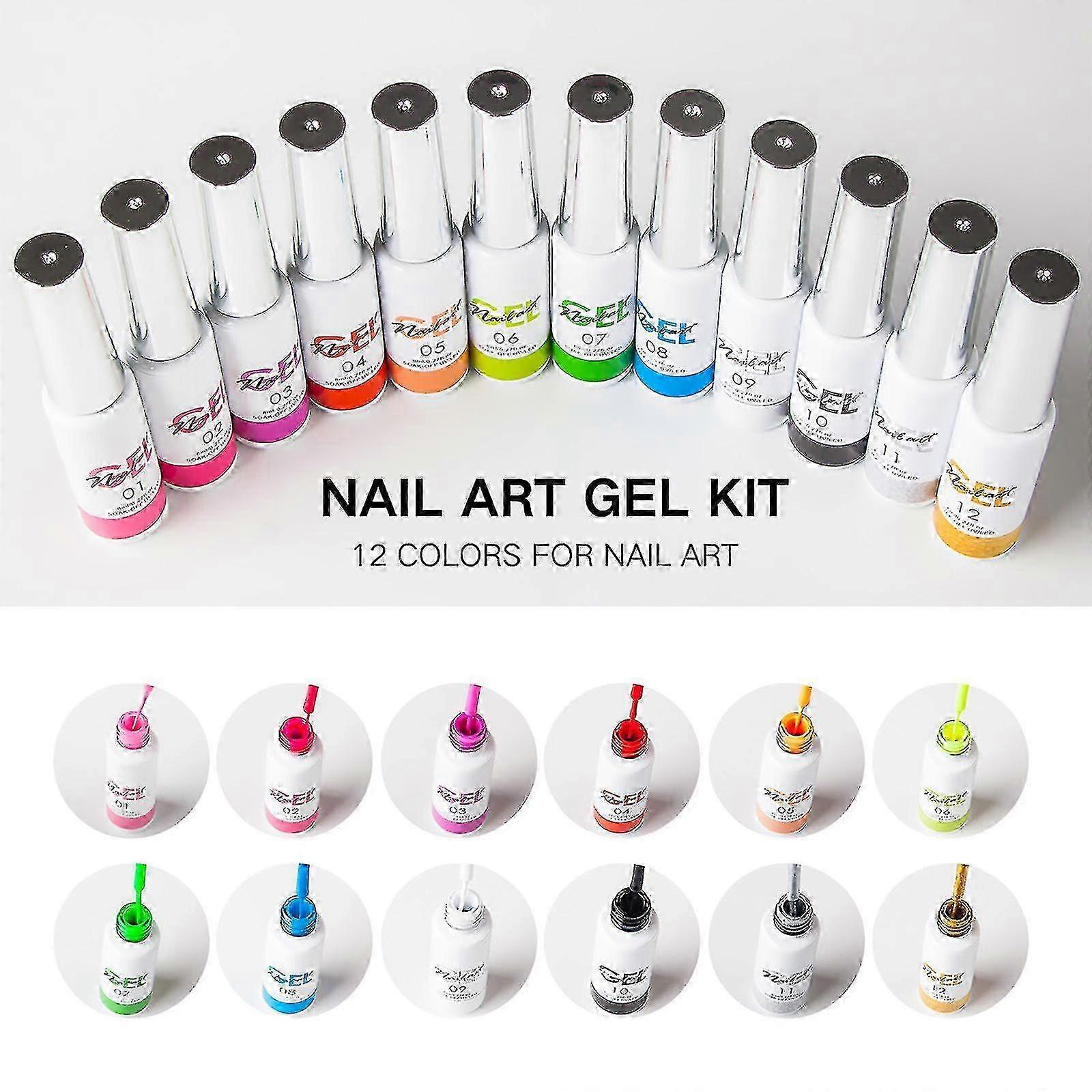 Manicure Drawing Glue Phototherapy Painted Glue 3d Spray Paint Gel 12 Color Set-mxbc