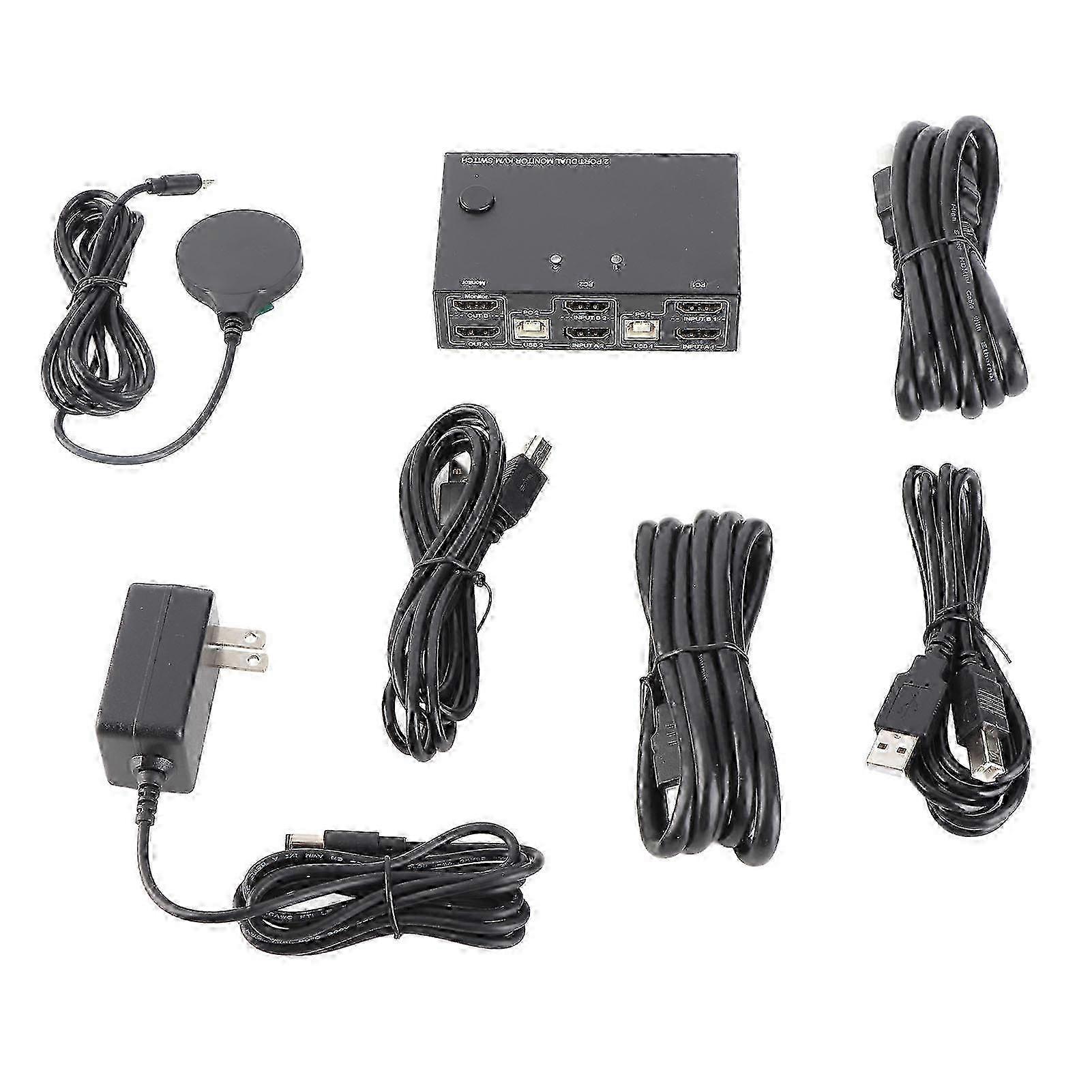 KVM Switch 3840x2160 At 30Hz HD Multimedia Interface Dual Monitor Switcher Plug and Play for Office Gaming 2025
