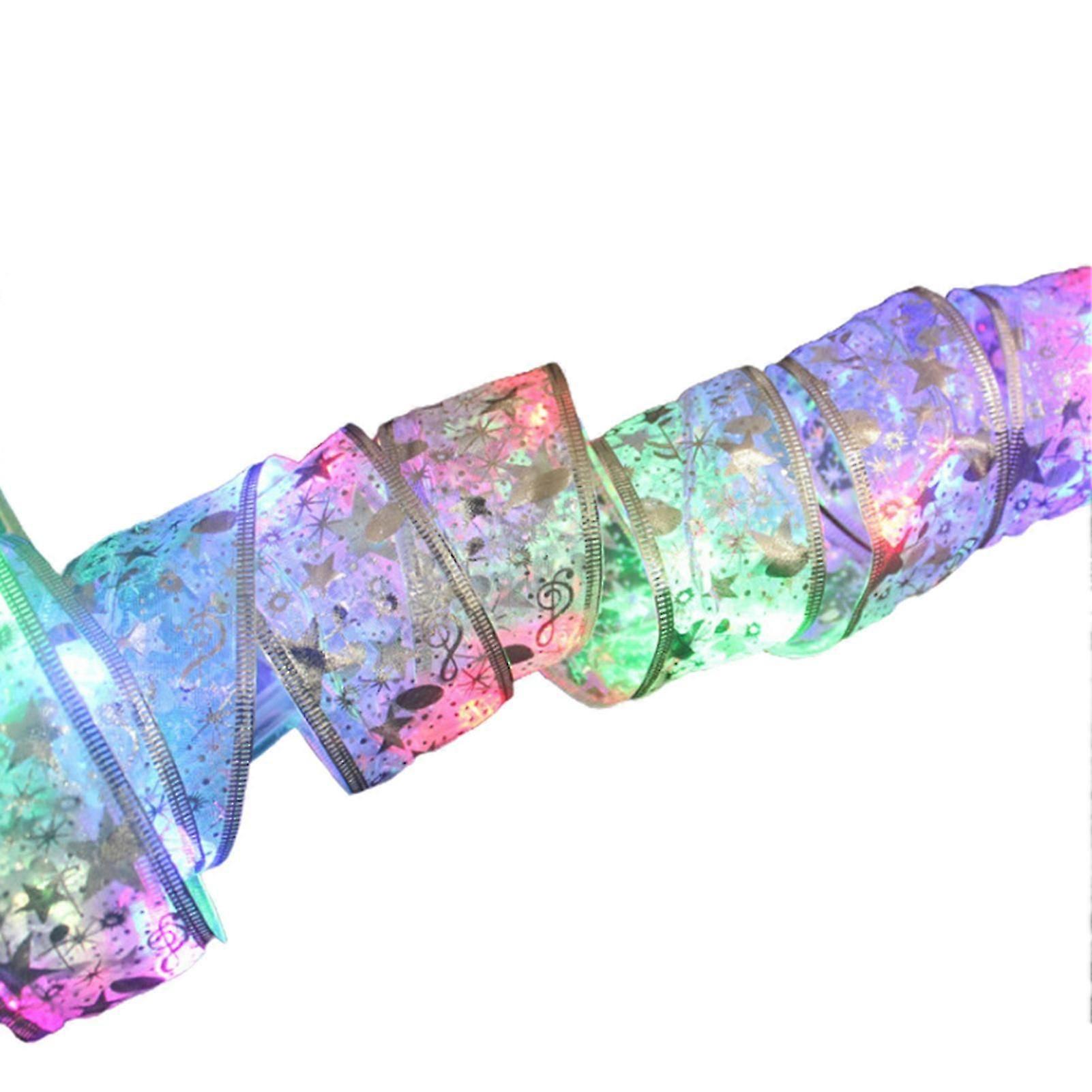 MengXiクリスマスリボンLEDライト付き防水生地ギフトラッピングリボン屋外用