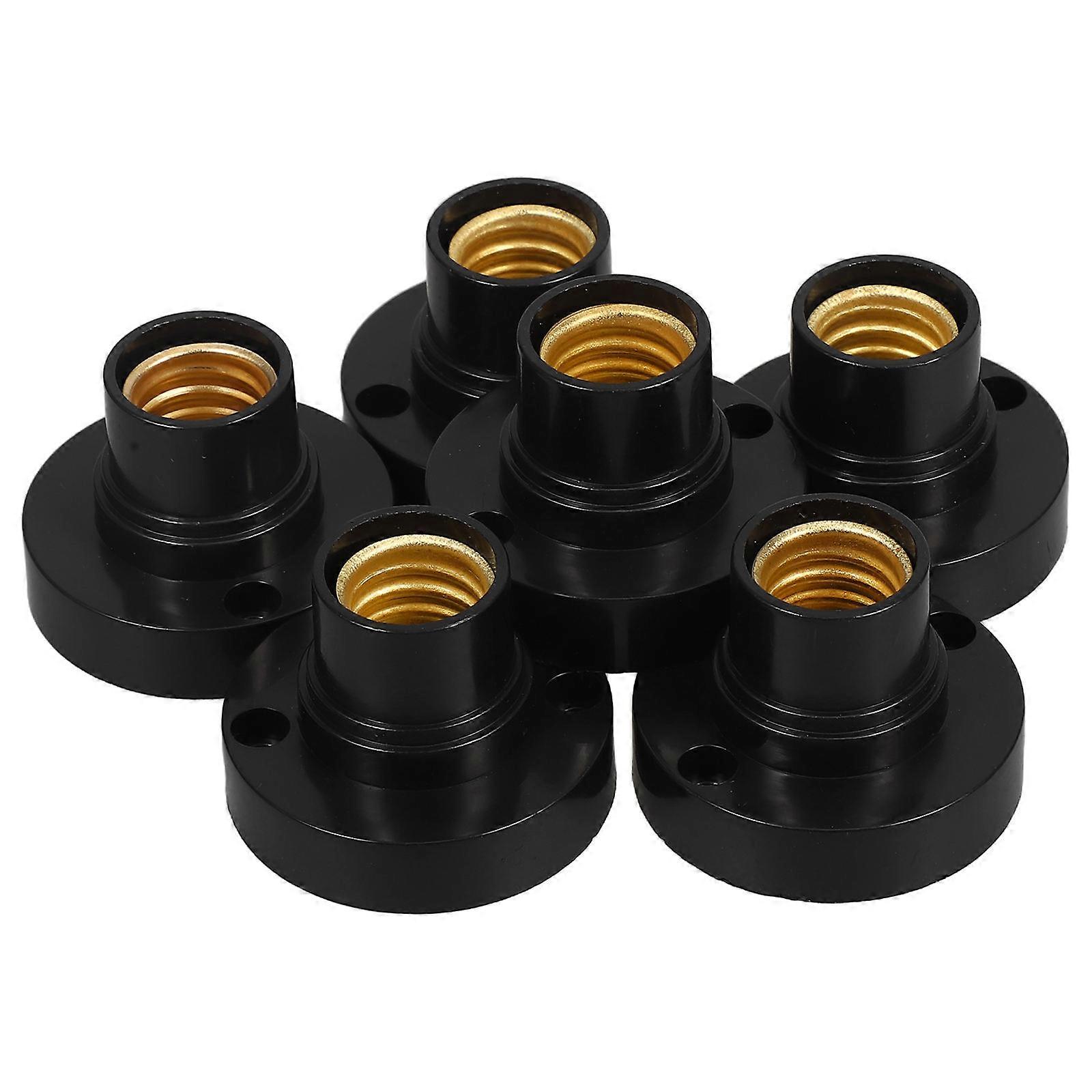 Round LED Bulb Holder Adapter Light E14 Screw DIY Projects Home Lighting Black PC 6Pcs