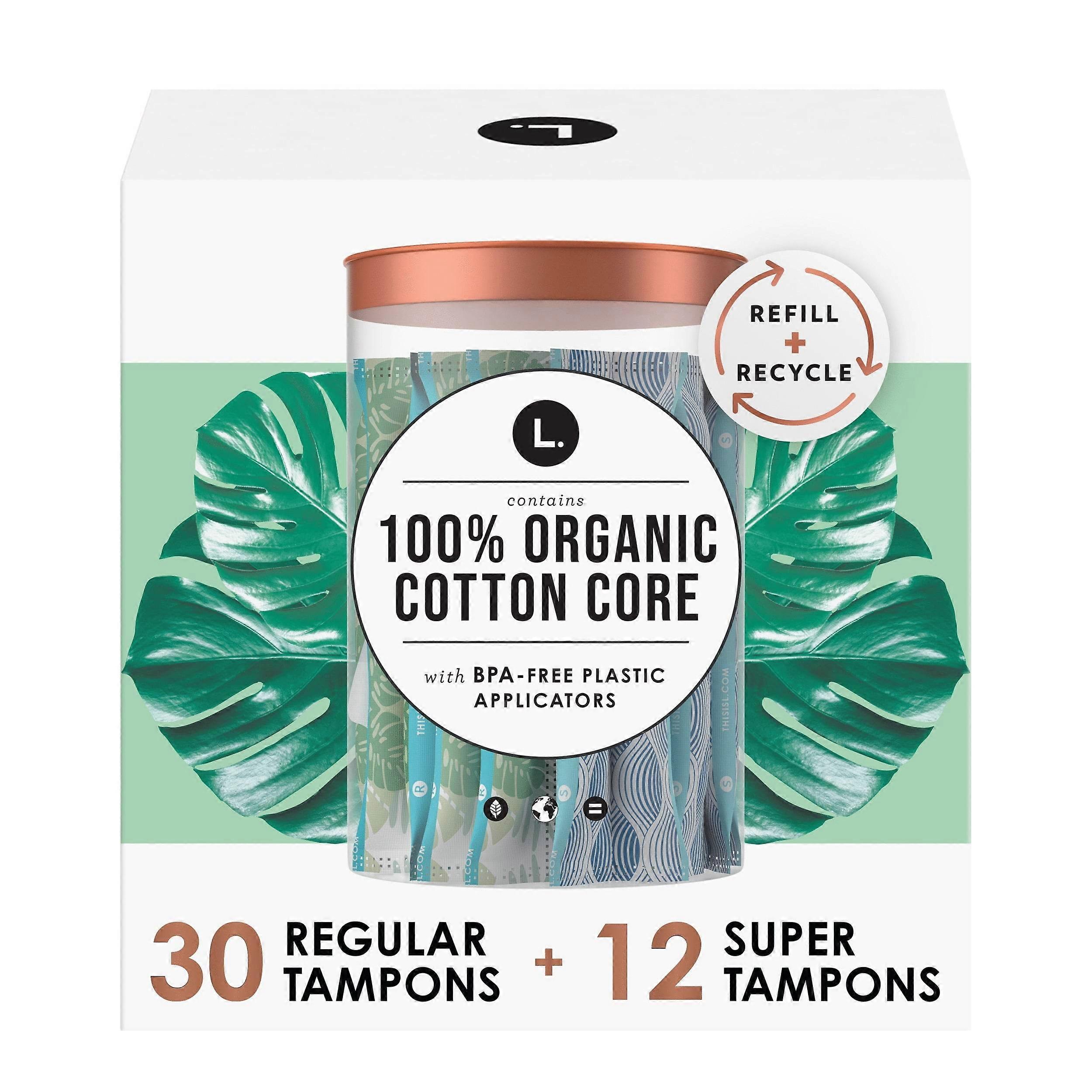 L. Tampons en coton biologique Multipack, Regular + Super, 42 EA