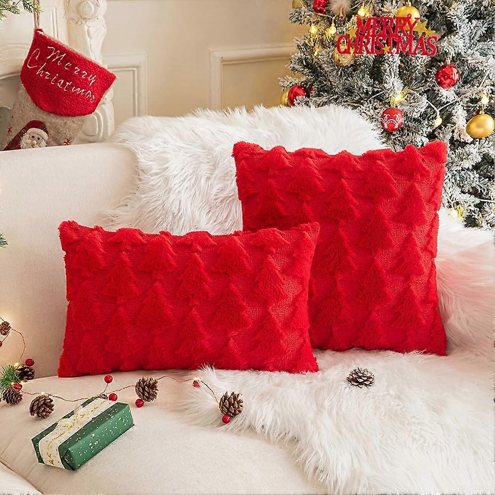 Christmas Throw Pillow Covers with Soft Fabric for Home, Cafe or Balcony Decor, Red 30x50cm