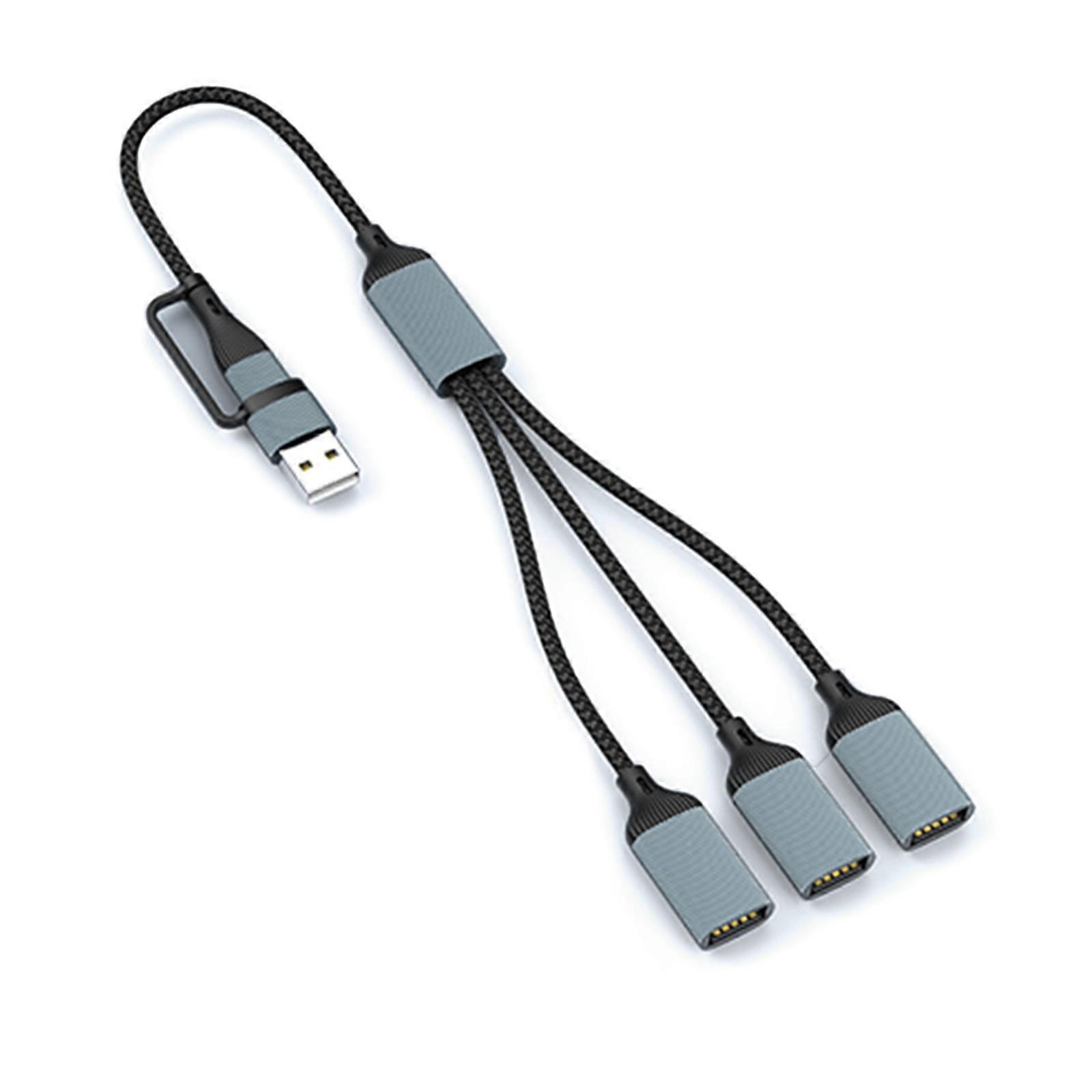 USB Type C to USB 2.0 Cable Short Type C to USB 2.0 Adapter 480mbps Type C Male to 3 USB 2.0 Female OTG Cable Fast Charging Multicolor