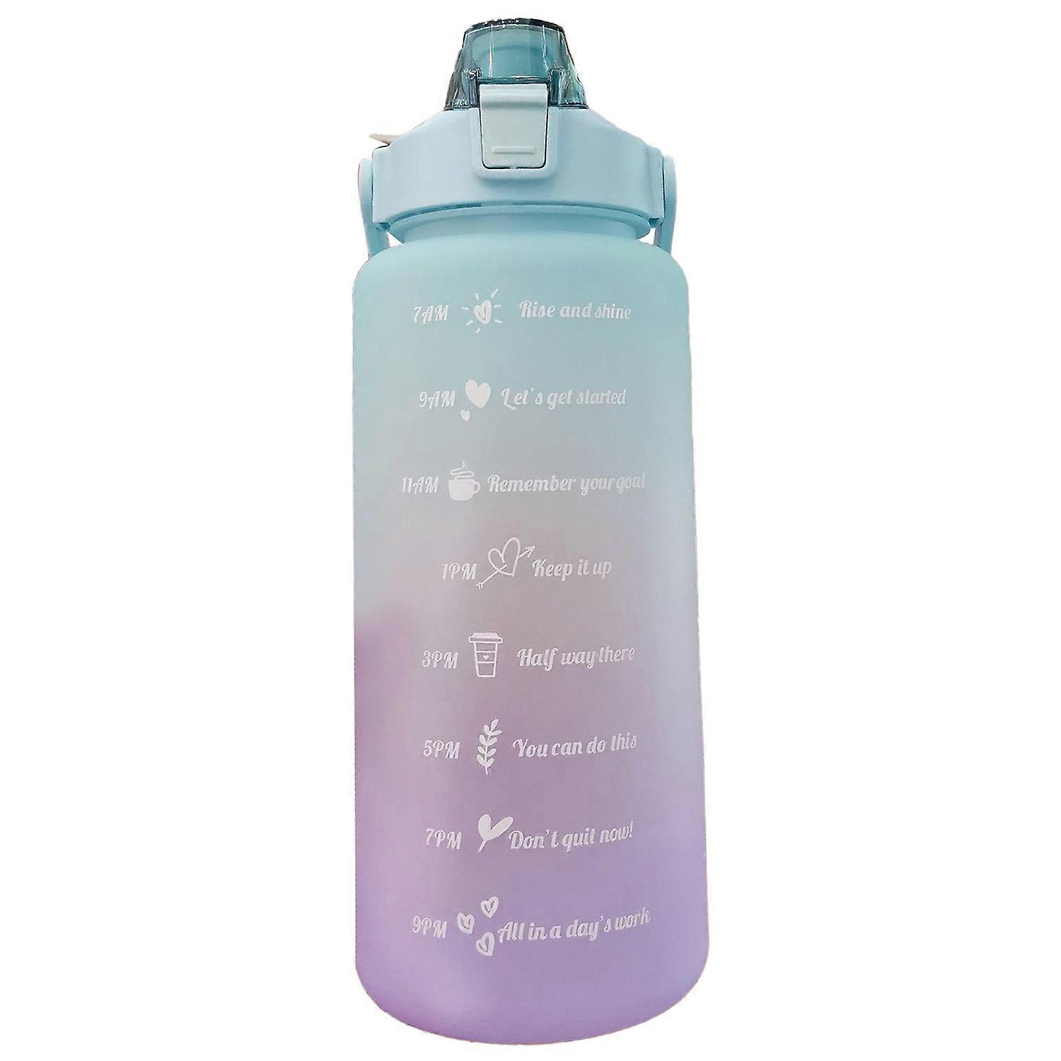 Straw Bottle Leakage Proof Frosted Gradient Color One Click Open Sports Water Cup with Handle Clear 