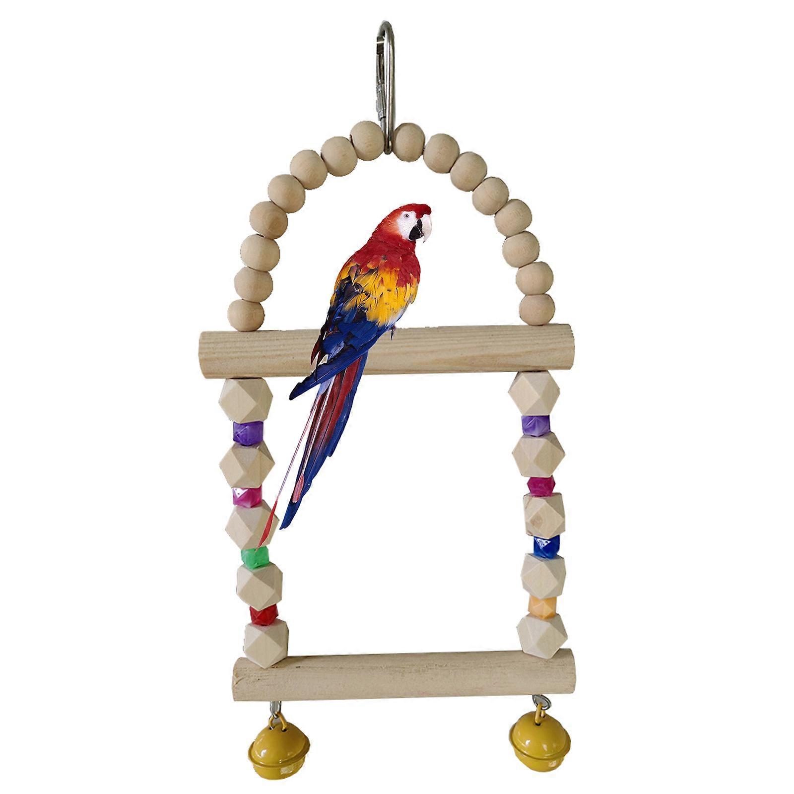 Hammock and Climbing Toy for Birds Climbing Bridge Bridge Swing Cage Toy Hanging Colorful Beads Chewing Toy Multicolor
