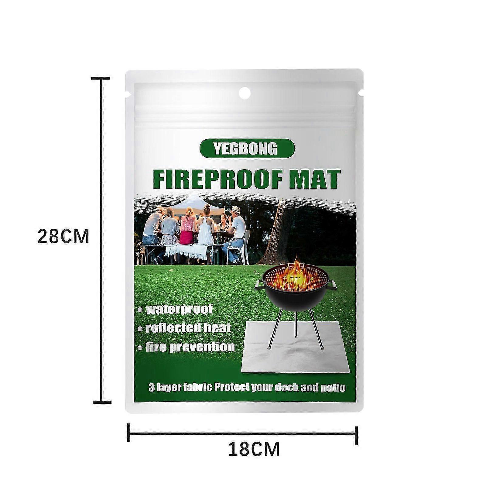 Silver Rectangular Fire Mat for Lawn, Terrace, BBQ Protection
