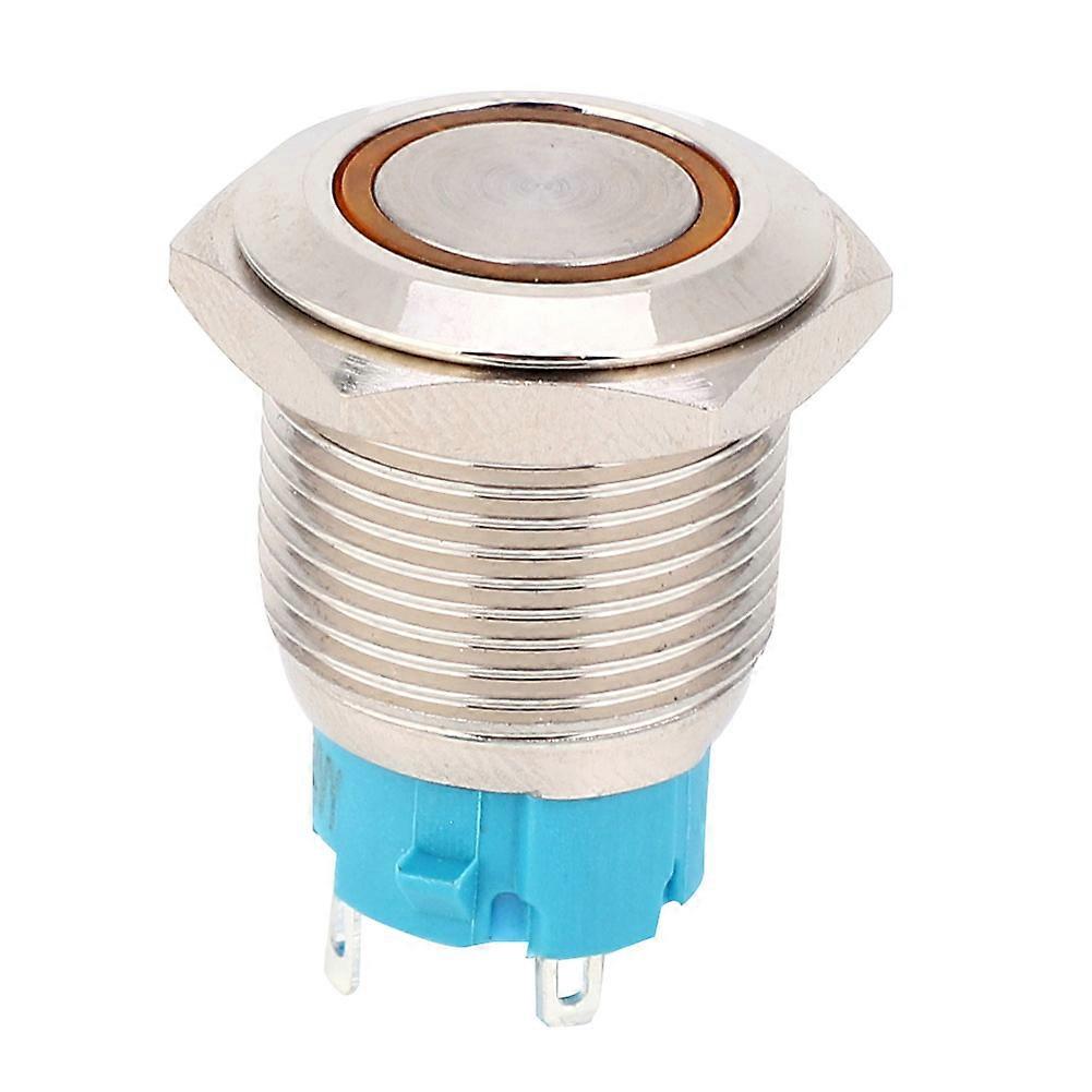 2pcs 12~24VDC Push Button Switch 16mm Self Locking Metal Button Switch with Light(Yellow )