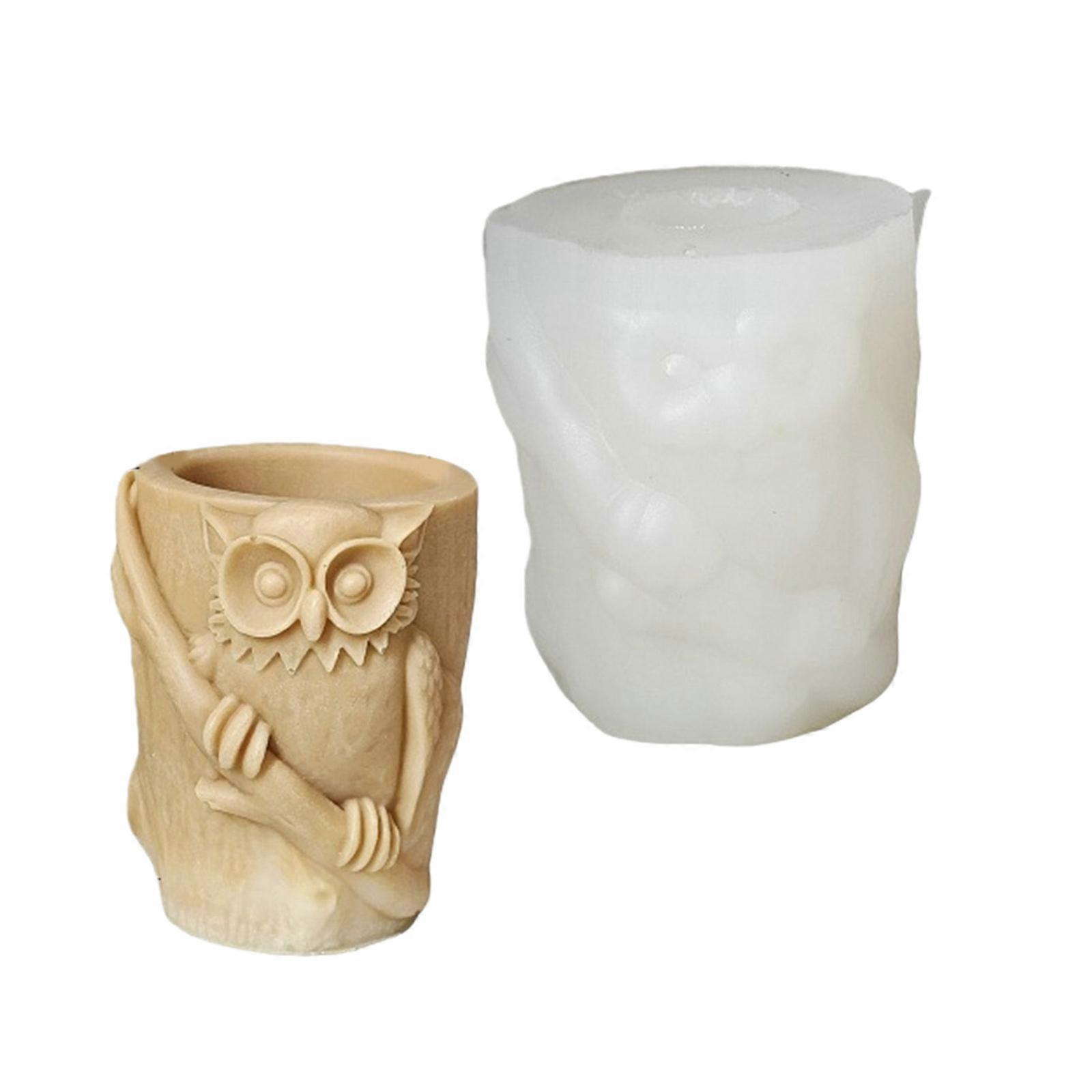 Reusable Decorative Resin Container Silicone Owl Mold For Concrete Planters Pen Holders Resin Casting DIY Art Projects Multicolor