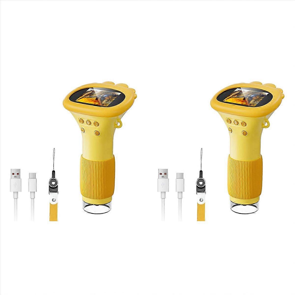 2pcs Kids Microscope, 1000X Handheld Digital Microscope HD Portable Mini USB Microscope Camera Compa