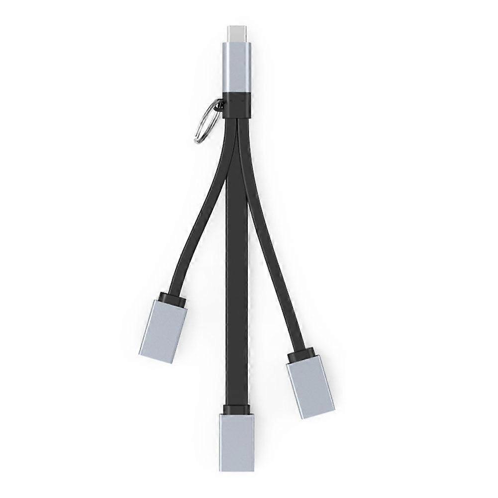 Type C USB Hub 3 Port Adapter High Speed Data Transfer Plug and Play for Laptop Phone Gray