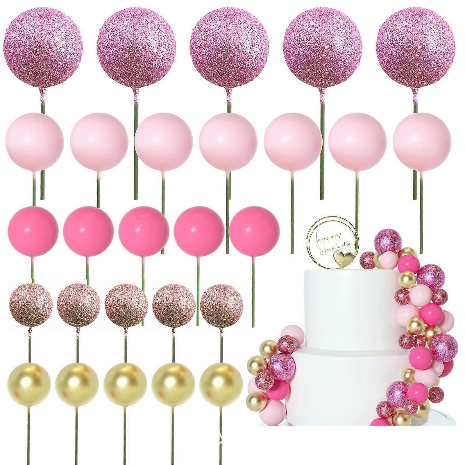 Cake Toppers Set of 50 Round Party Food Picks with Foam Texture for Holiday and Celebration Baking
