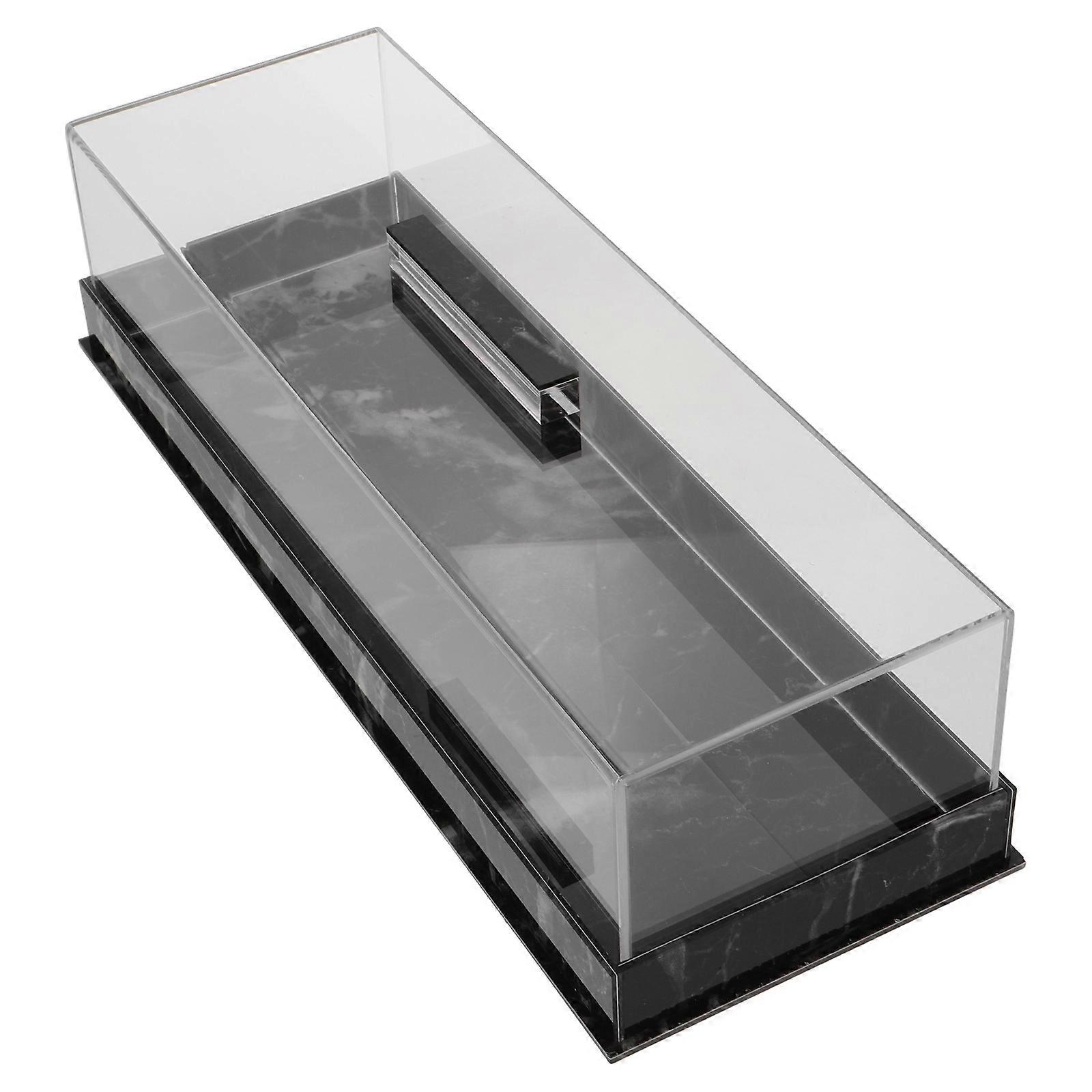 Black Acrylic Cake Stand with Cover Rectangular Dessert Holder Tray for Kitchen