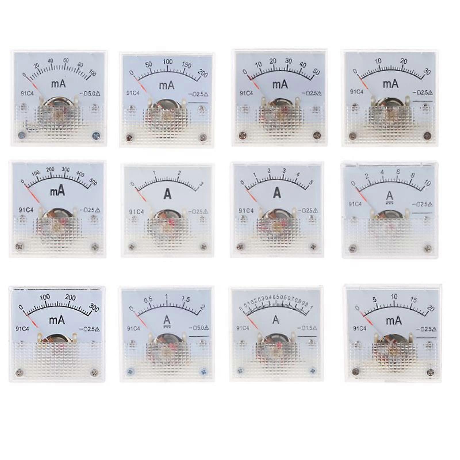 DC High Accuracy Ampmeter Analog Amp Gauge Meter Current Panel Meter Ammeter Gauge Compatible for w/ Auto Circuit Me Multicolor
