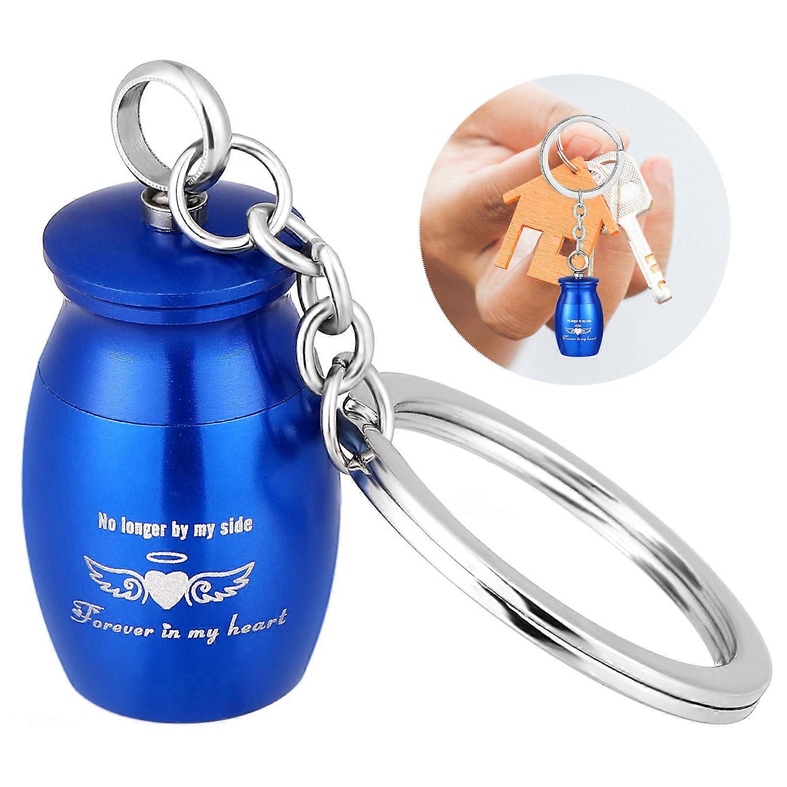 4Pcs Blue Urn Key Chain Pet Ash Container for Decor Mini Pendant