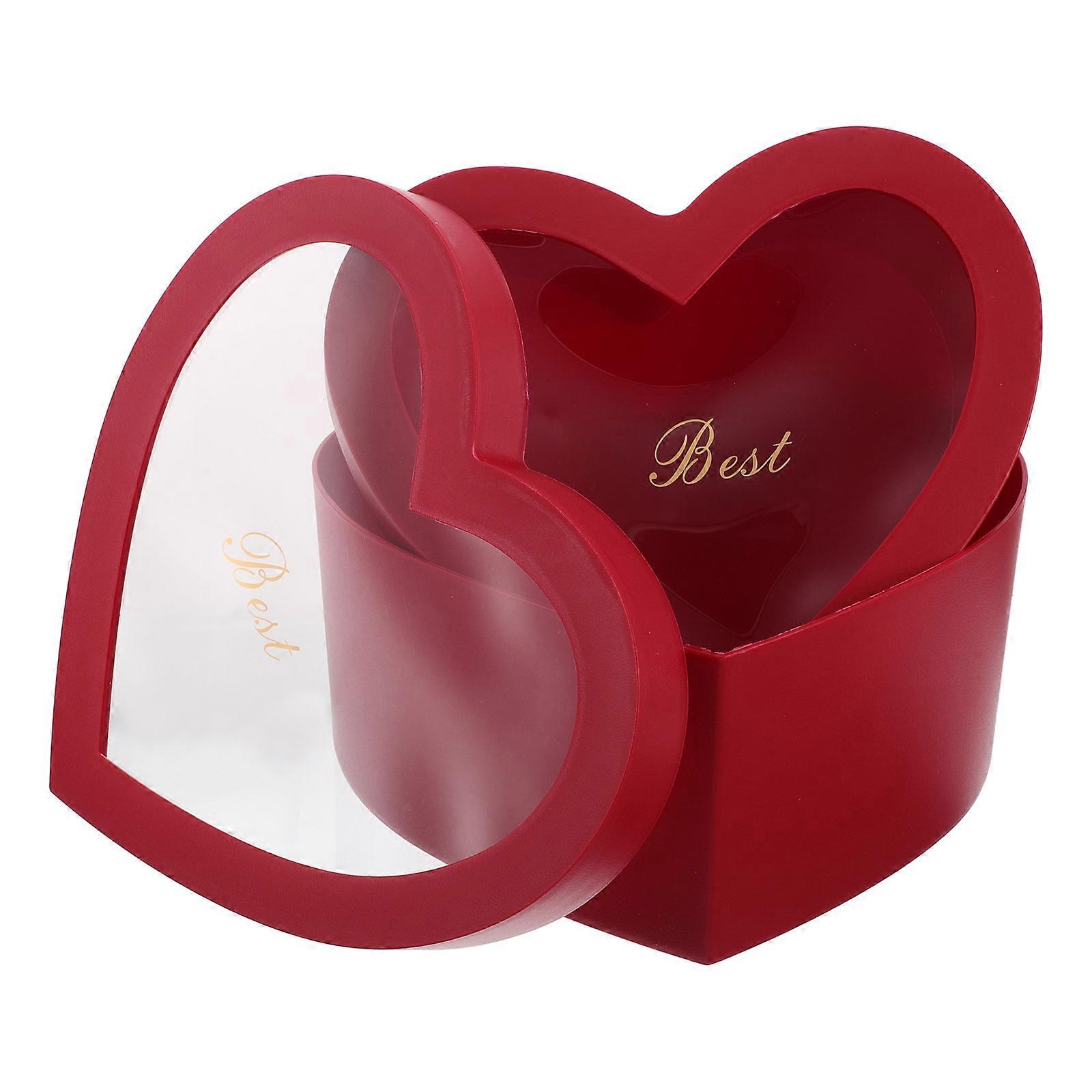 Valentines Heart Box for Flowers 2Pcs Red Heart Shaped Party Boxes