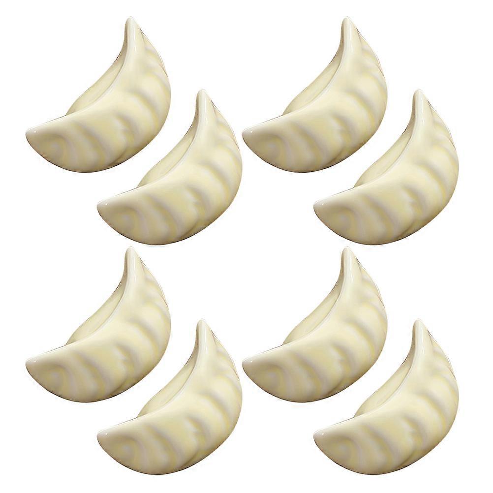 Ceramic Dumpling Chopstick Holders for Home Use 8Pcs Beige Set