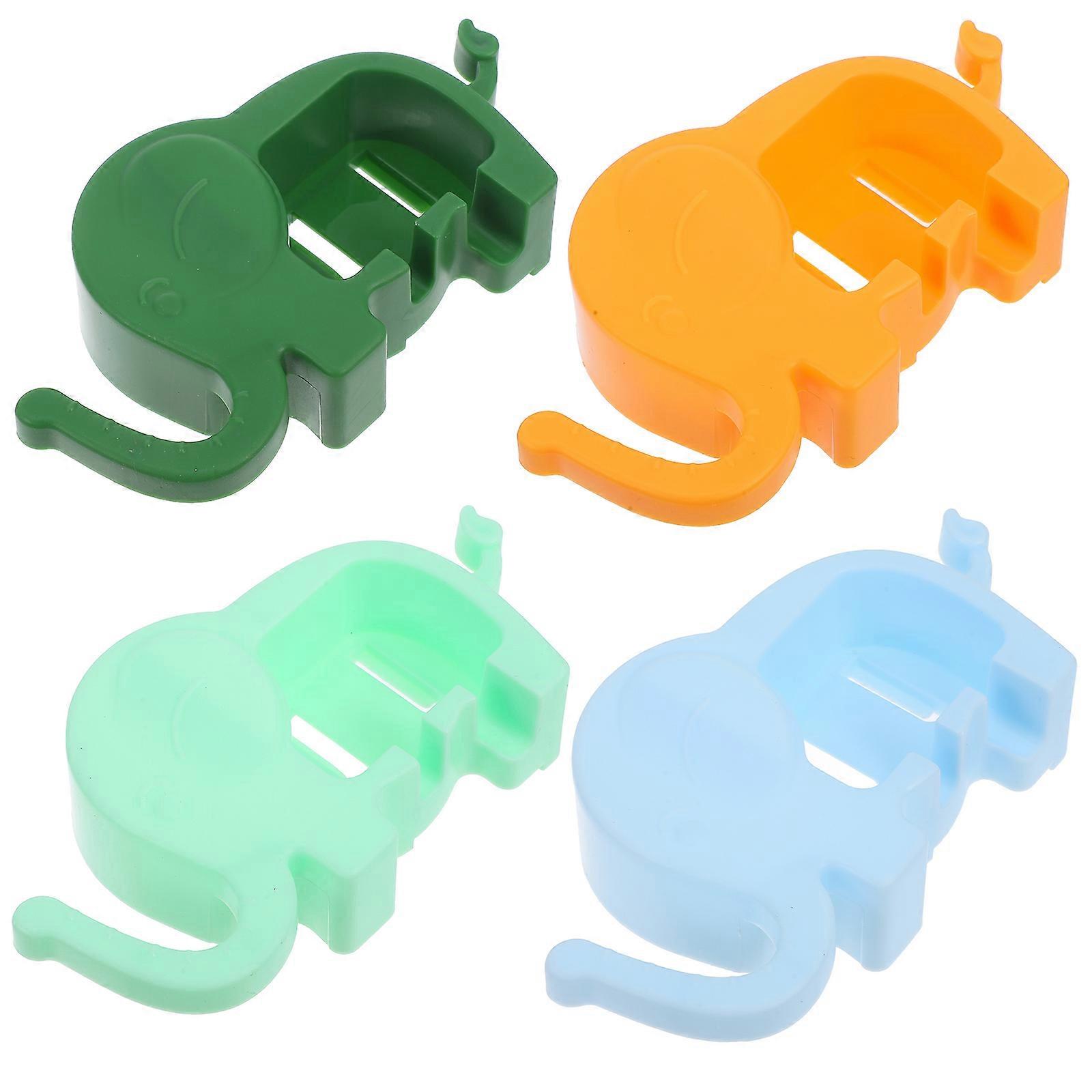 4pcs Wall Mounted Cute Elephant Shape Toothbrush Holder Storage Racks Organizer