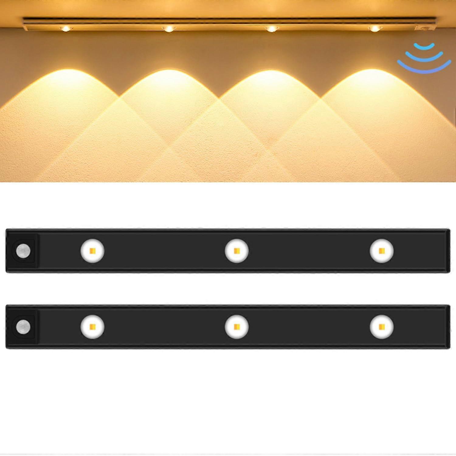 Ultra Thin USB Motion Sensor Light for Under Cabinet, 3 Modes, Energy Saving LEDs, 2PCS Black 40cm