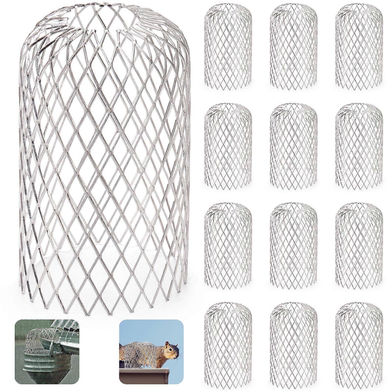 12 Pack Expandable Aluminum Gutter Guards with Downspout Strainers, Weather Resistant Leaf Filter Mesh for Clog Prevention