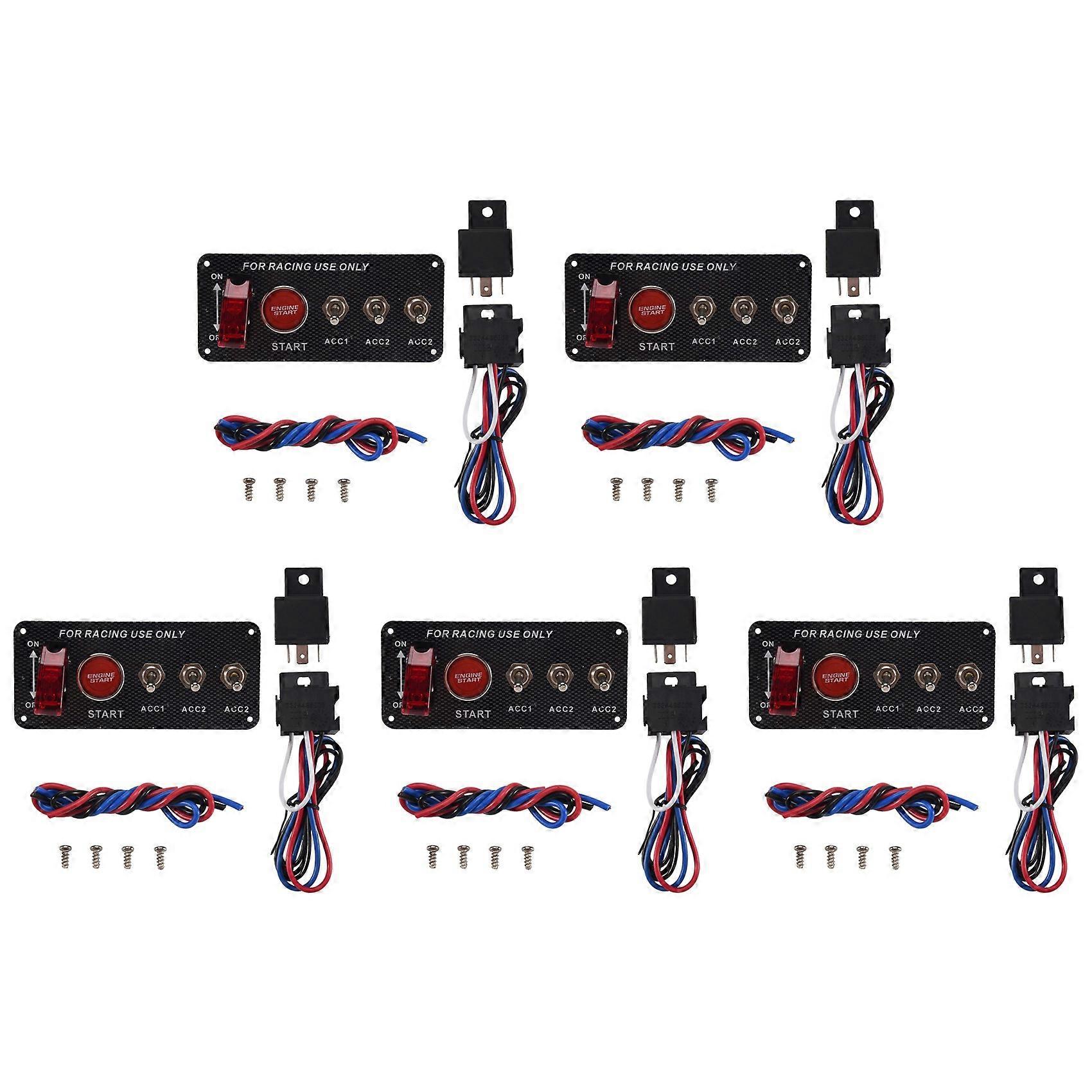 5X 12V Car Ignition Switch Engine Start Push Button 3 Toggle Racing Panel
