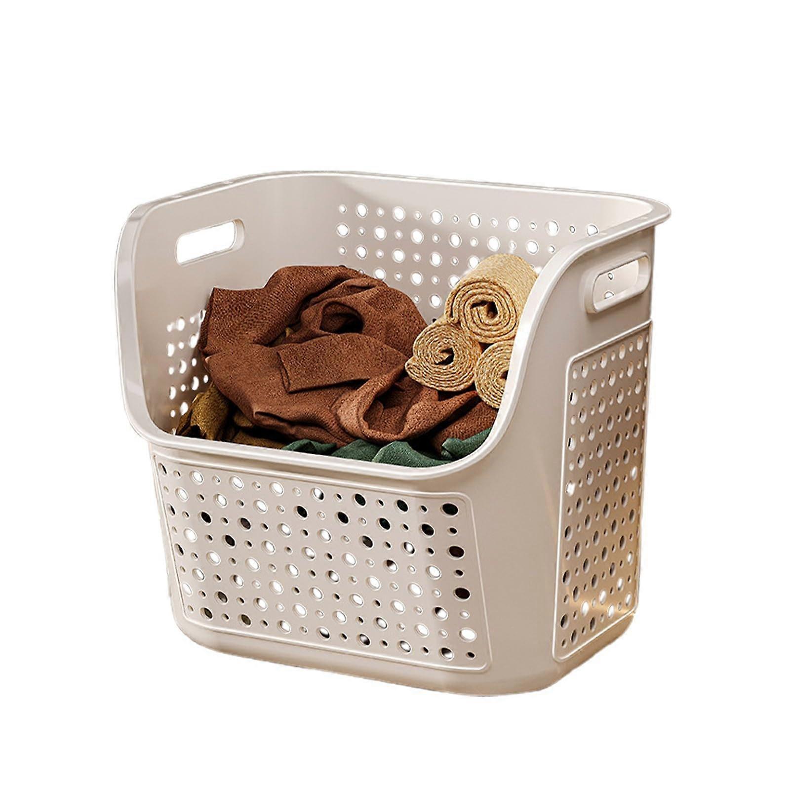 Large Plastic Laundry Basket with Handles, Waterproof Stackable Hamper for Clothes Storage