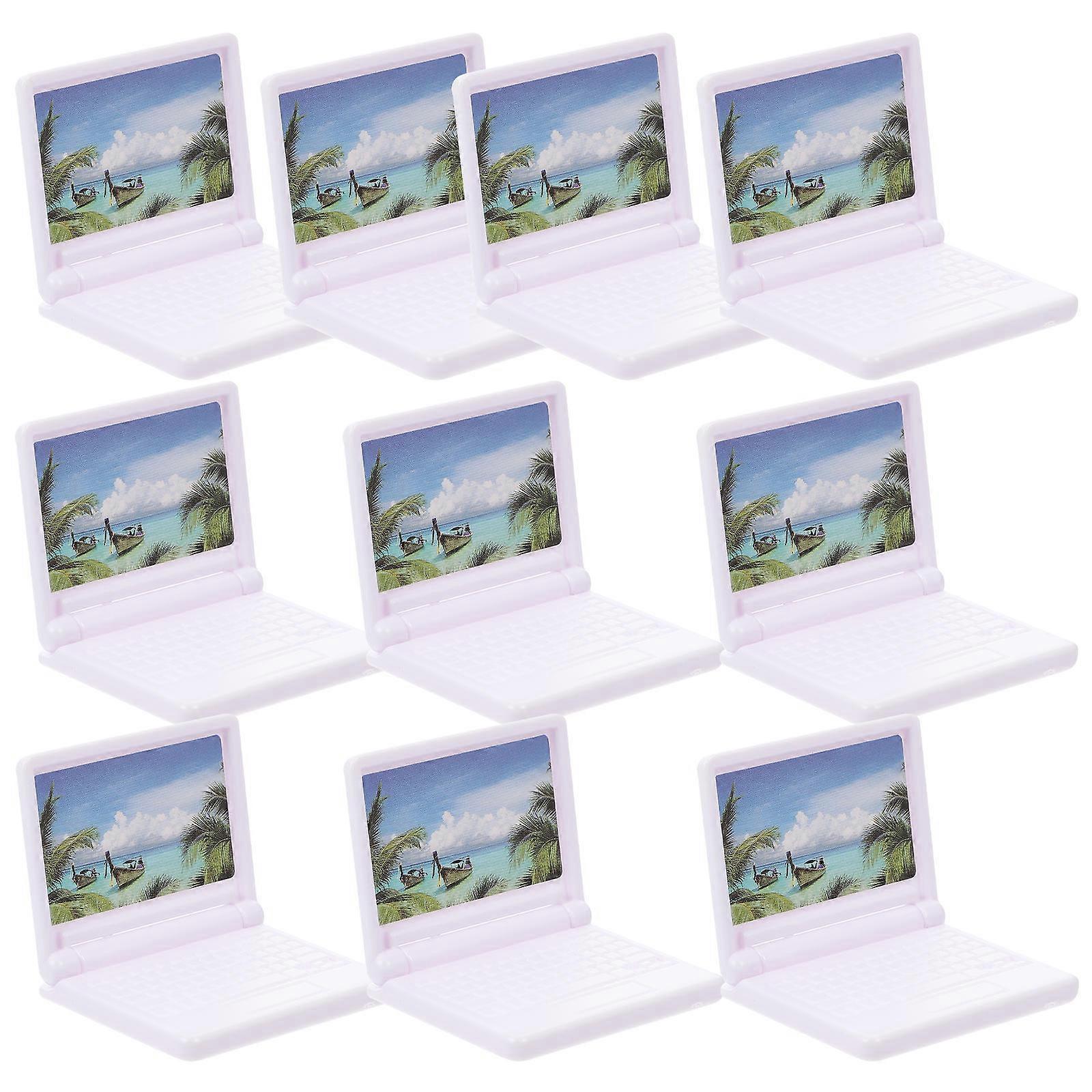 Mini Laptop Decorative Notebook for Doll House Accessories 10Pcs Set