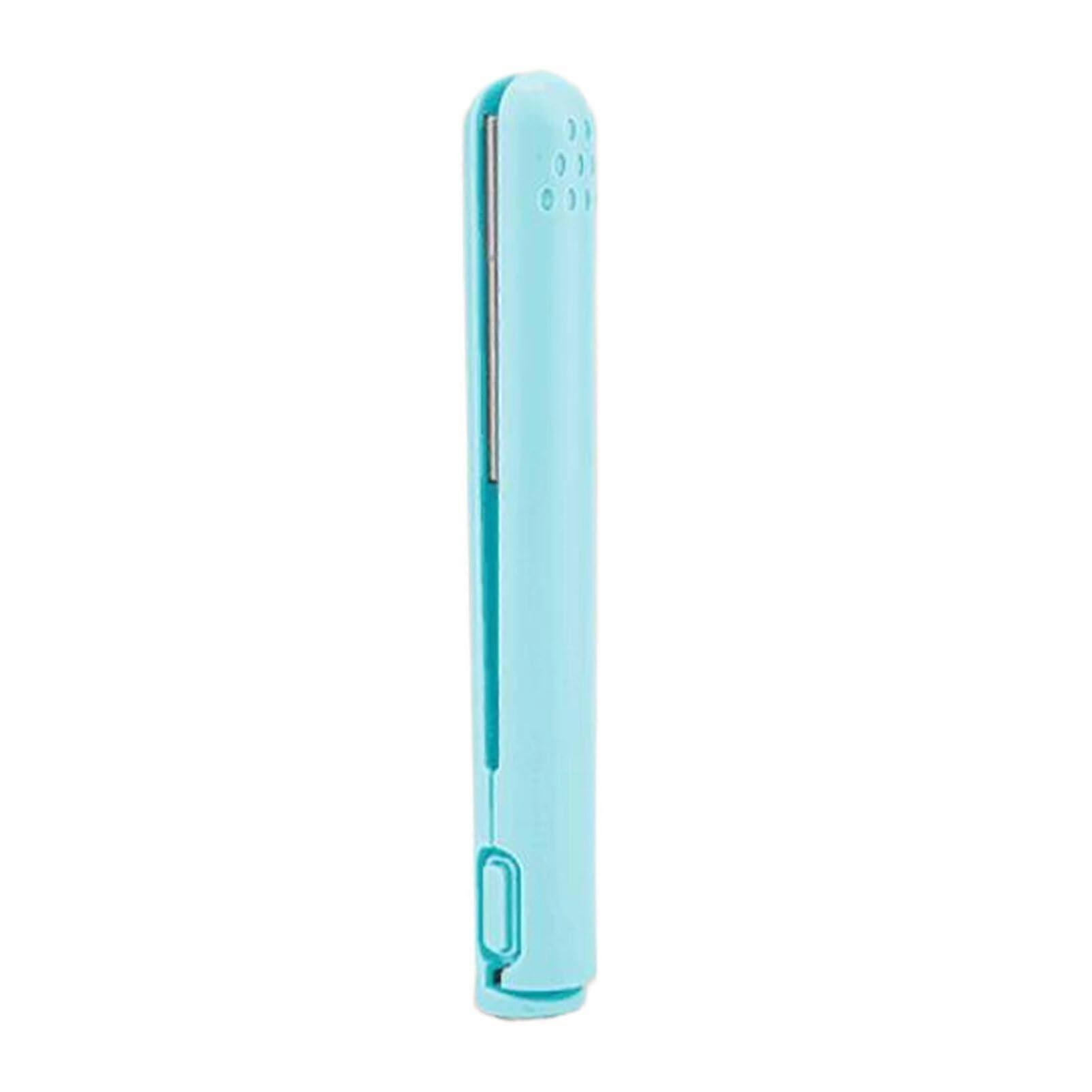 Mini Hair Straightener with AntiScald Safe Shell, USB Powered Travel Size Styling Tool, Blue