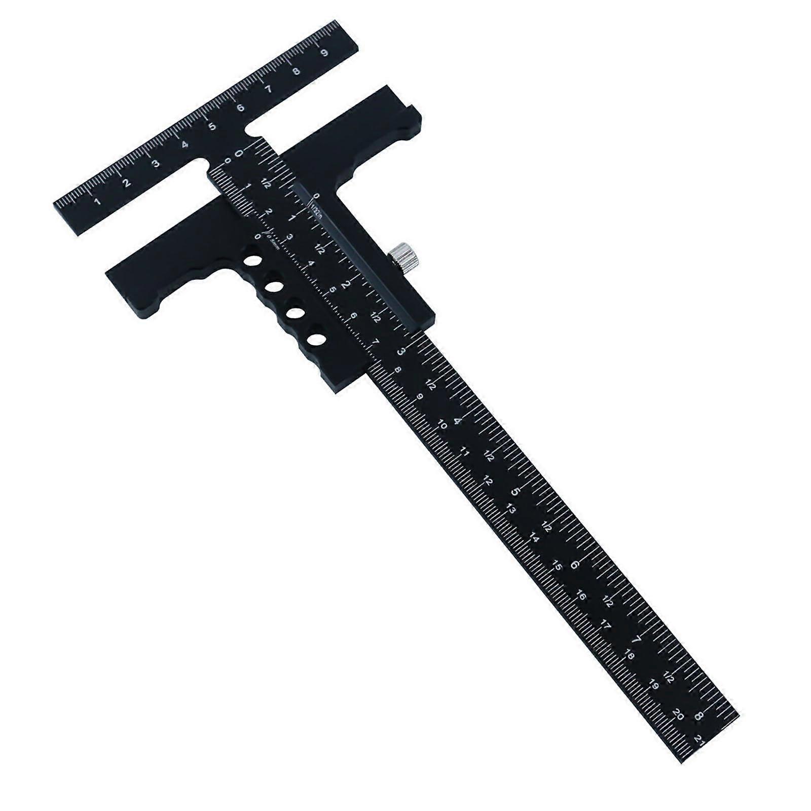 Woodworking Measuring Tool TSquare Ruler with Adjustable Slide for Precise Layout Marking Black