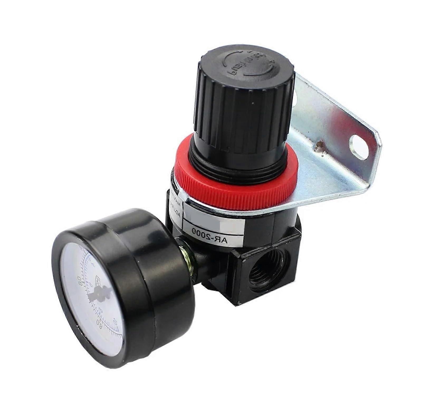 AR2000 1/4 Inch Air Pressure Regulator with Gauge, Adjustable Control Valve for Pneumatic Compressor
