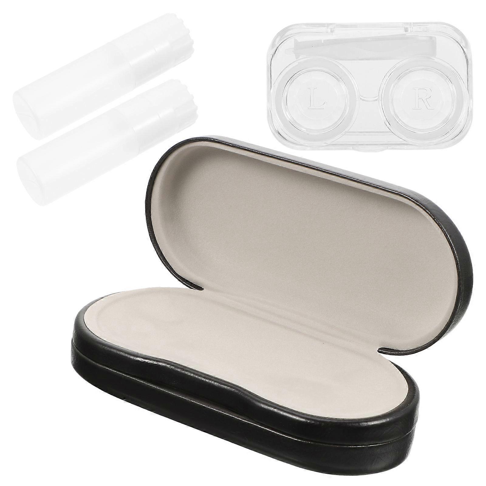 Double Sided Glasses Case Lens Case Kit for Storage Use 2Sets Compact White