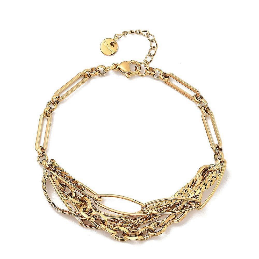Pulseira feminina em aço inoxidável 304 dourado, 18 cm (7-1/8 polegadas)