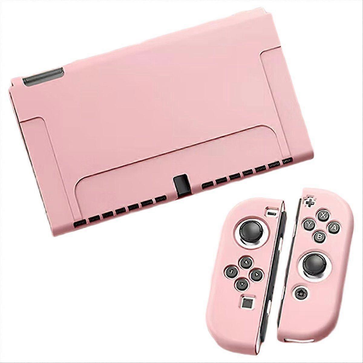 Protective Case for Console and Joy-Cons, Switch Can Be Inserted in Dock with Shell for OLED Pink