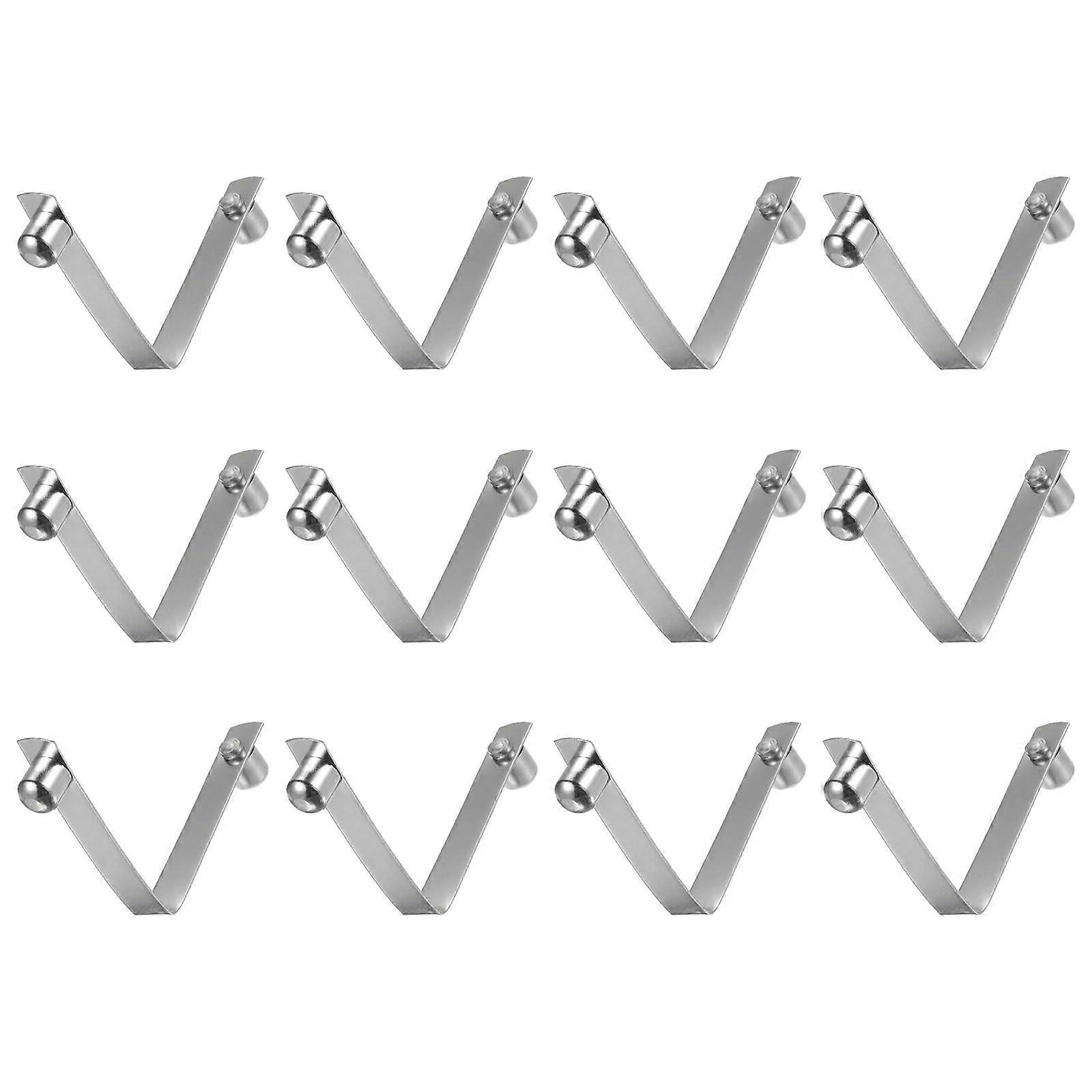 12pcs Double Button Kayak Paddle Spring Clip 65Mn Steel VShaped Lock for Tent Pole Camping