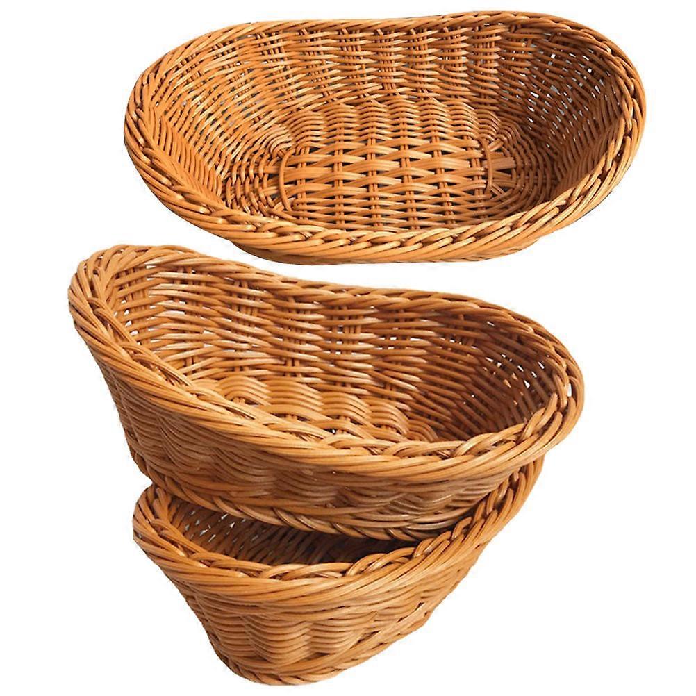 Hand Woven Basket for Storage Use Light Brown Decorative and Practical Pantry Organizer 3 Pieces