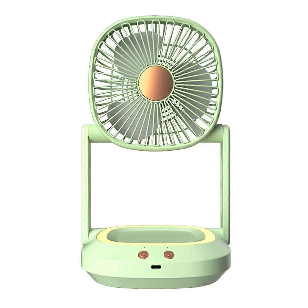 Small Desk Fan with ThreeSpeed Wind Control, Quiet Green Foldable WallMount Design with Light
