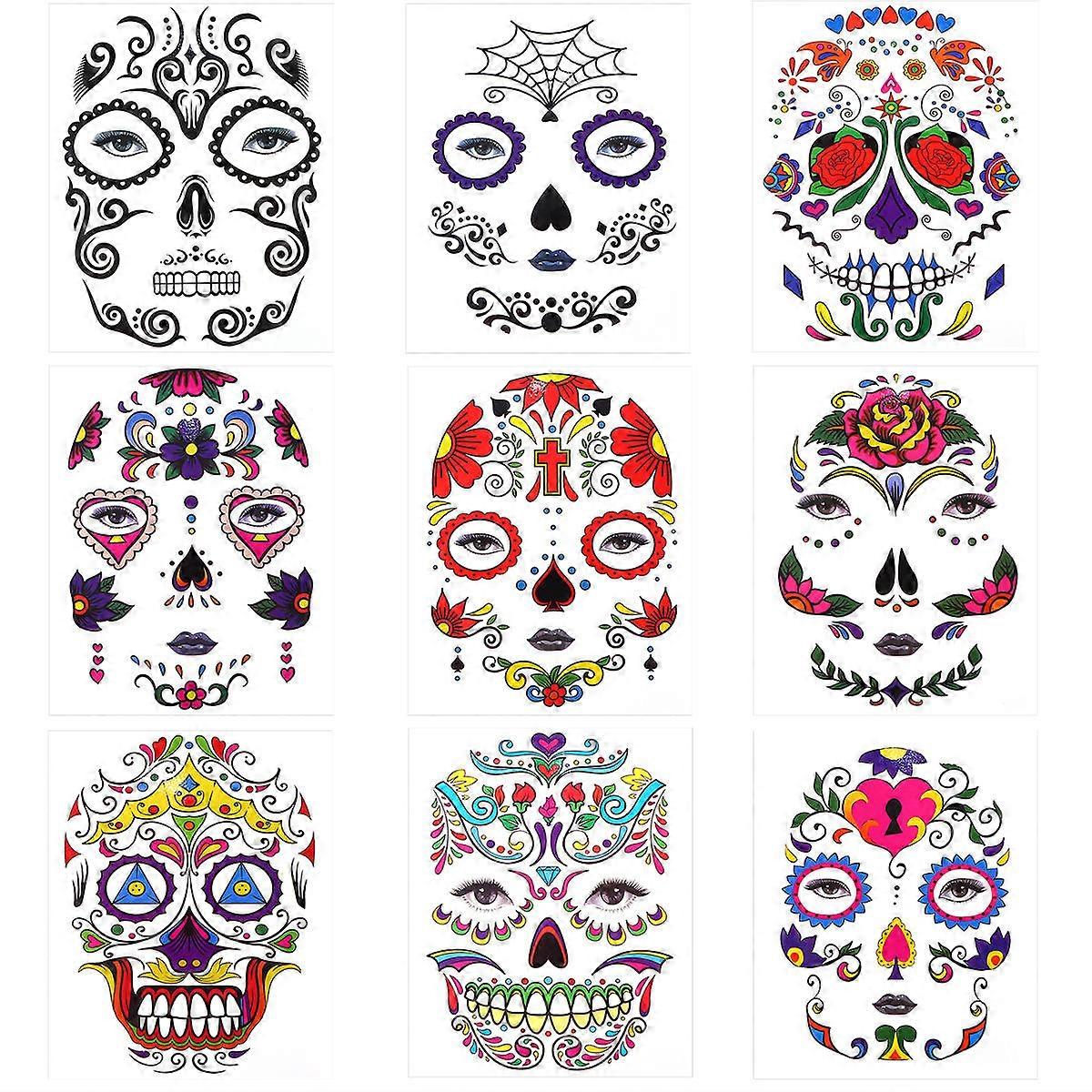 Eye Stickers Makeup Temporary Face Sticker Multi-Colored 20x16cm Scratch-Resistant 9Pcs