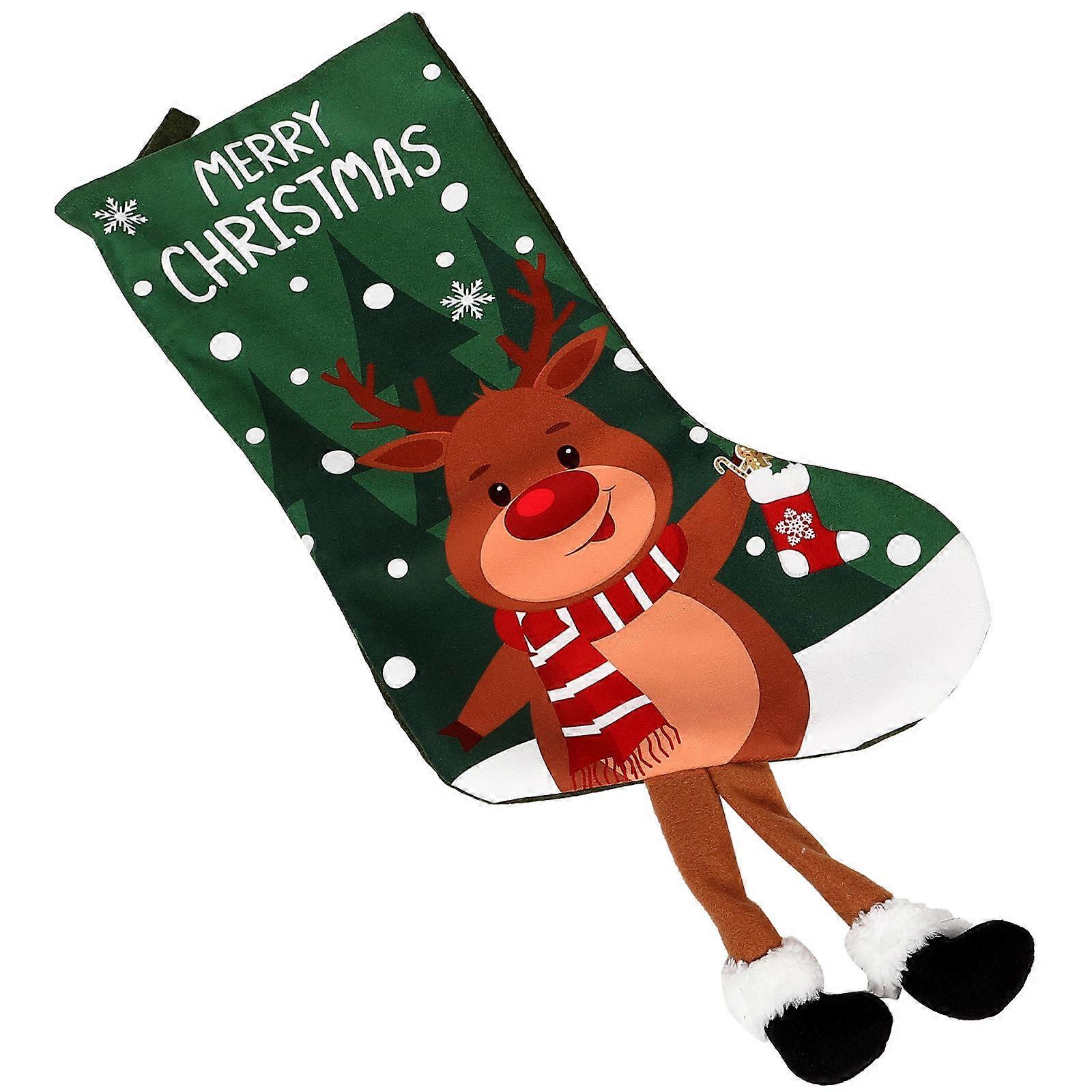 Christmas Stocking Multi-Color Fabric Hanging Sock for Gift Bag