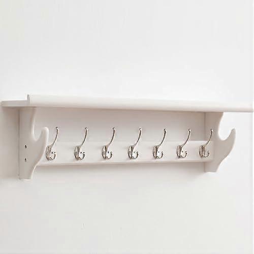 Rustic Pine Wood Wall Mounted Coat Rack with Shelf and Durable Metal Hooks for Entryway Storage
