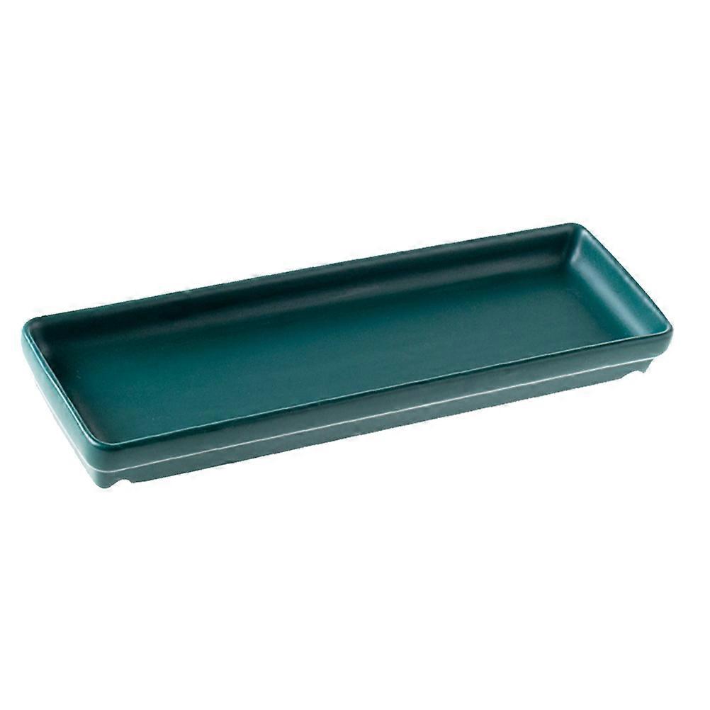 Ceramic Snack Plate Long Tray for Food Serving Green