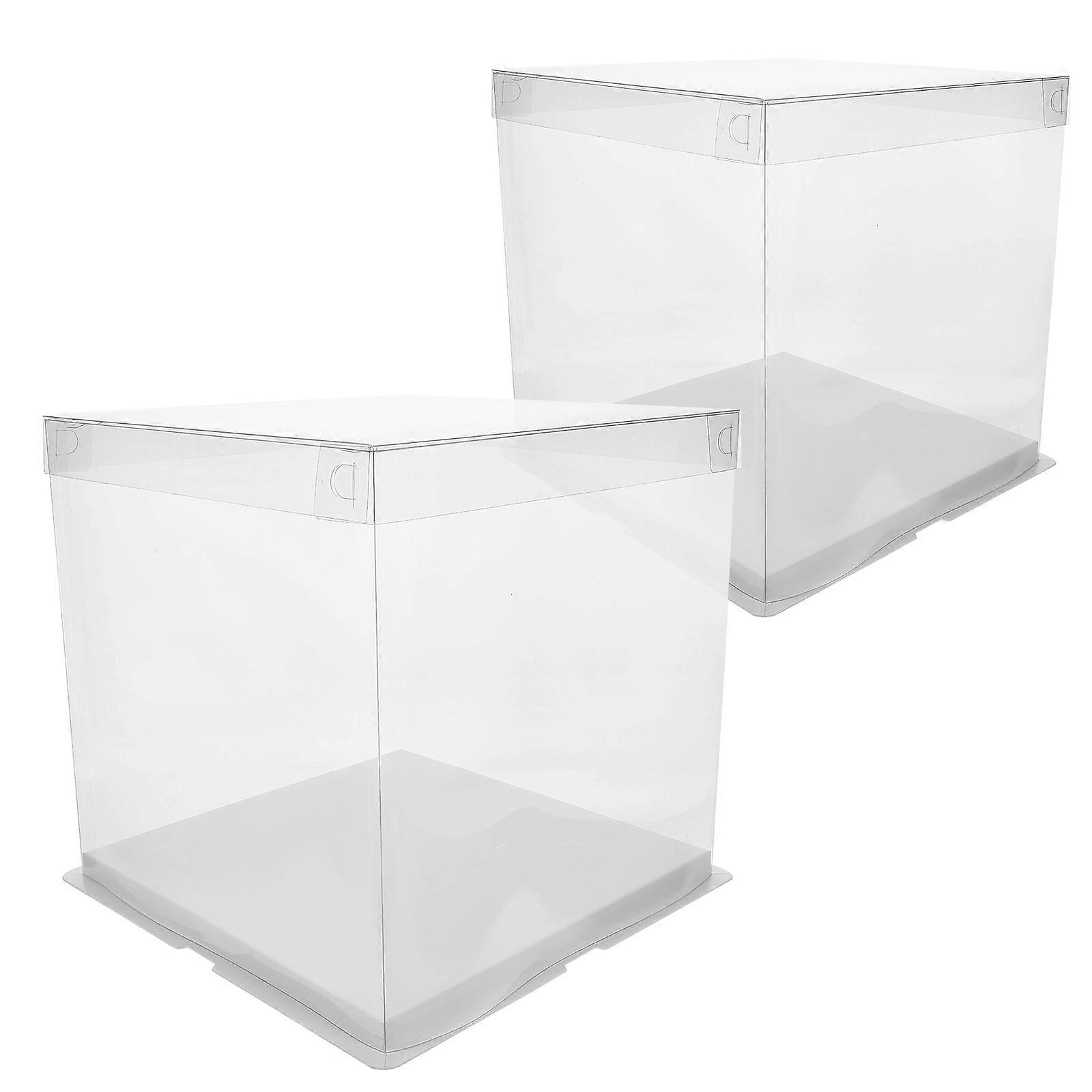 2pcs 3 in 1 Birthday Cake Party Gift Packaging Boxes Clear Transparent Boxes