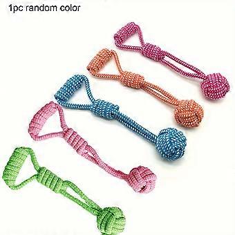 1pc Durable Dog Rope Toy with Ball - All-Breed Chew and Tug Plaything Random Color Selection
