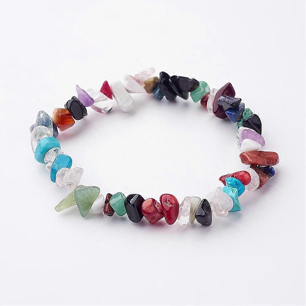 Natural & Synthetic Mixed Gemstone Beaded Stretch Bracelets Chip Inner Diameter: 2 inch(5.1cm)