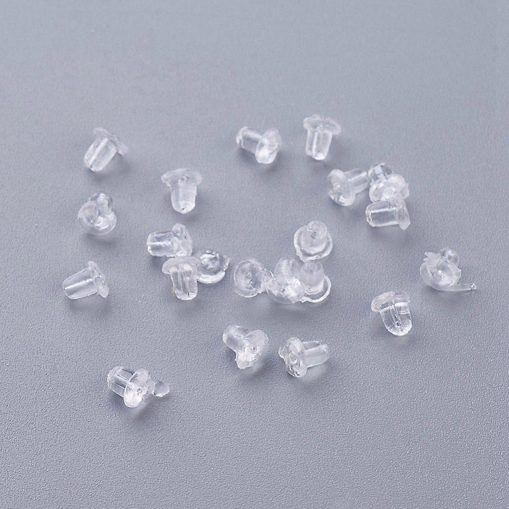 Plastic Ear Nuts Earring Backs Clear 4x4mm Hole: 0.5mm