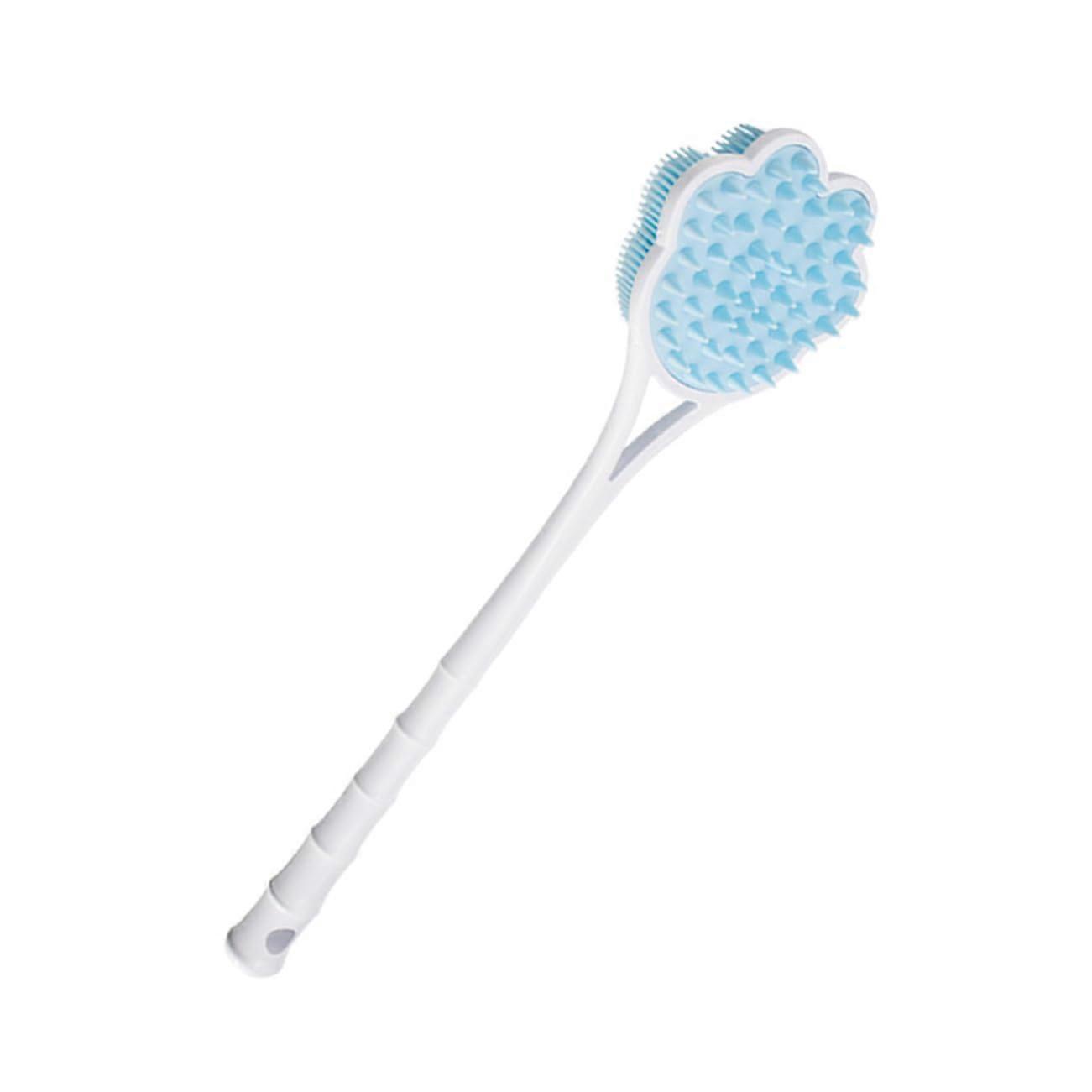 Long Handle Silicone Back Scrubber with DualSided Exfoliating Shower Brush and Hanging Hook