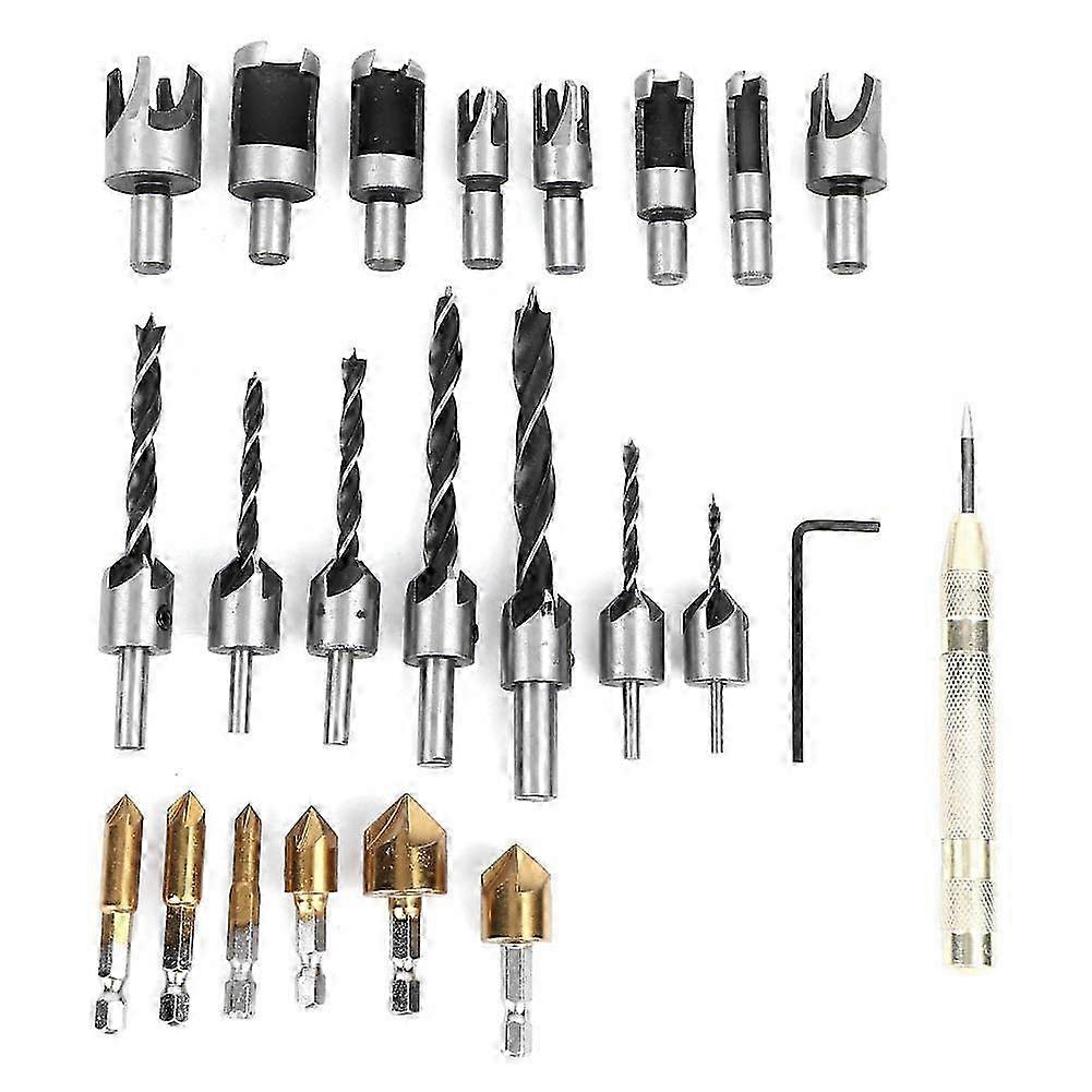 23Pcs Claw Type Chamfer Drill Bit Hex Set for Woodworking Cutter Chamfering Tool