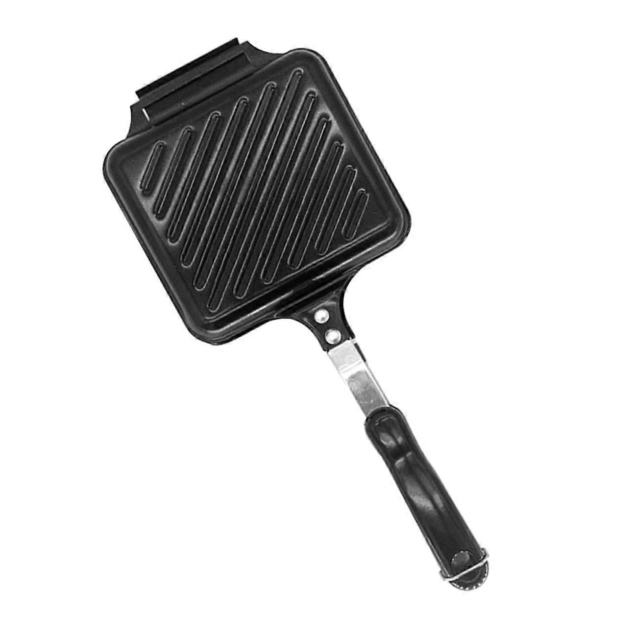 Non Stick Double Sided Sandwich Maker Pan with Ergonomic Handle for Toast Eggs Breakfast Cooking